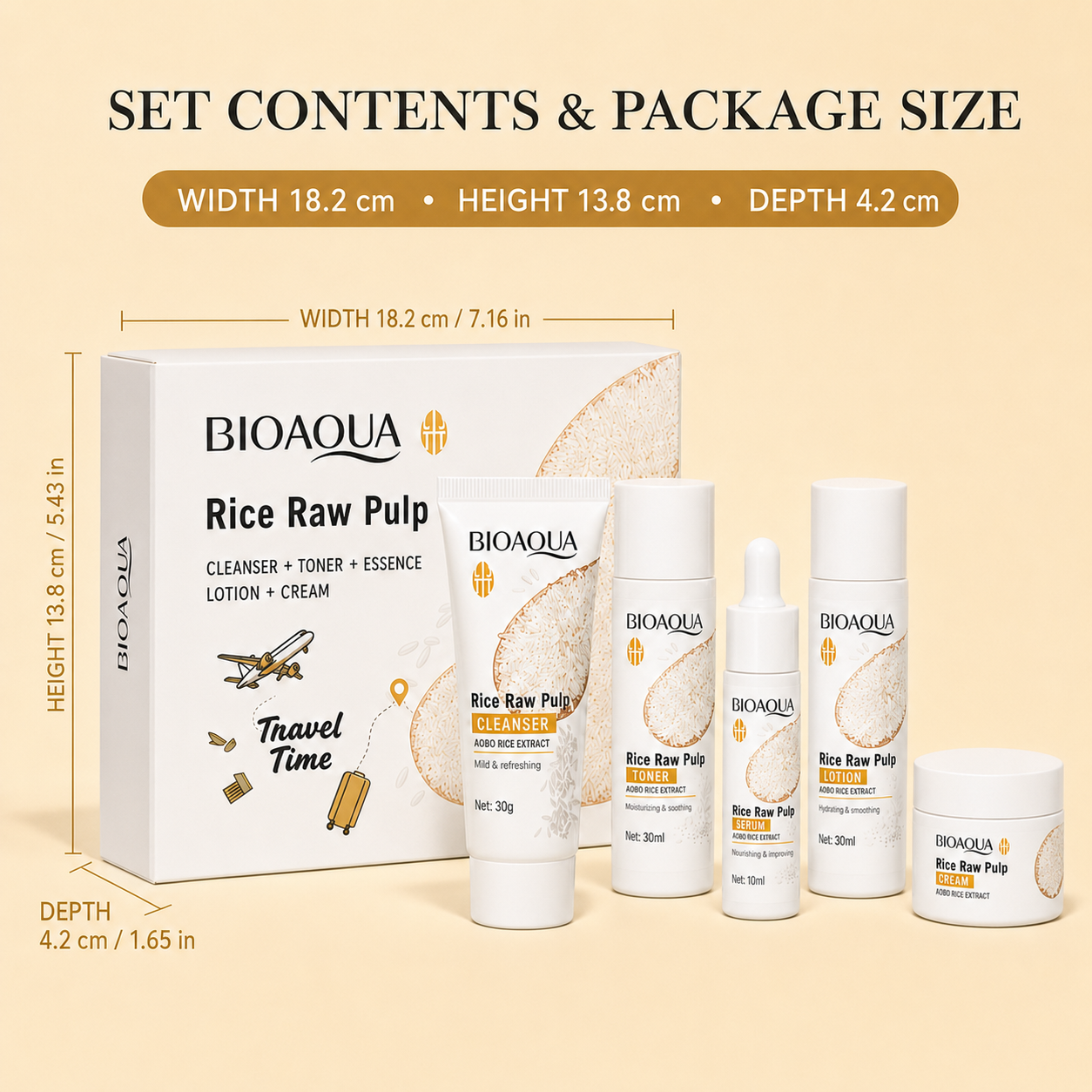 BIOAQUA Rice Raw Pulp 5-Piece Skincare Set
