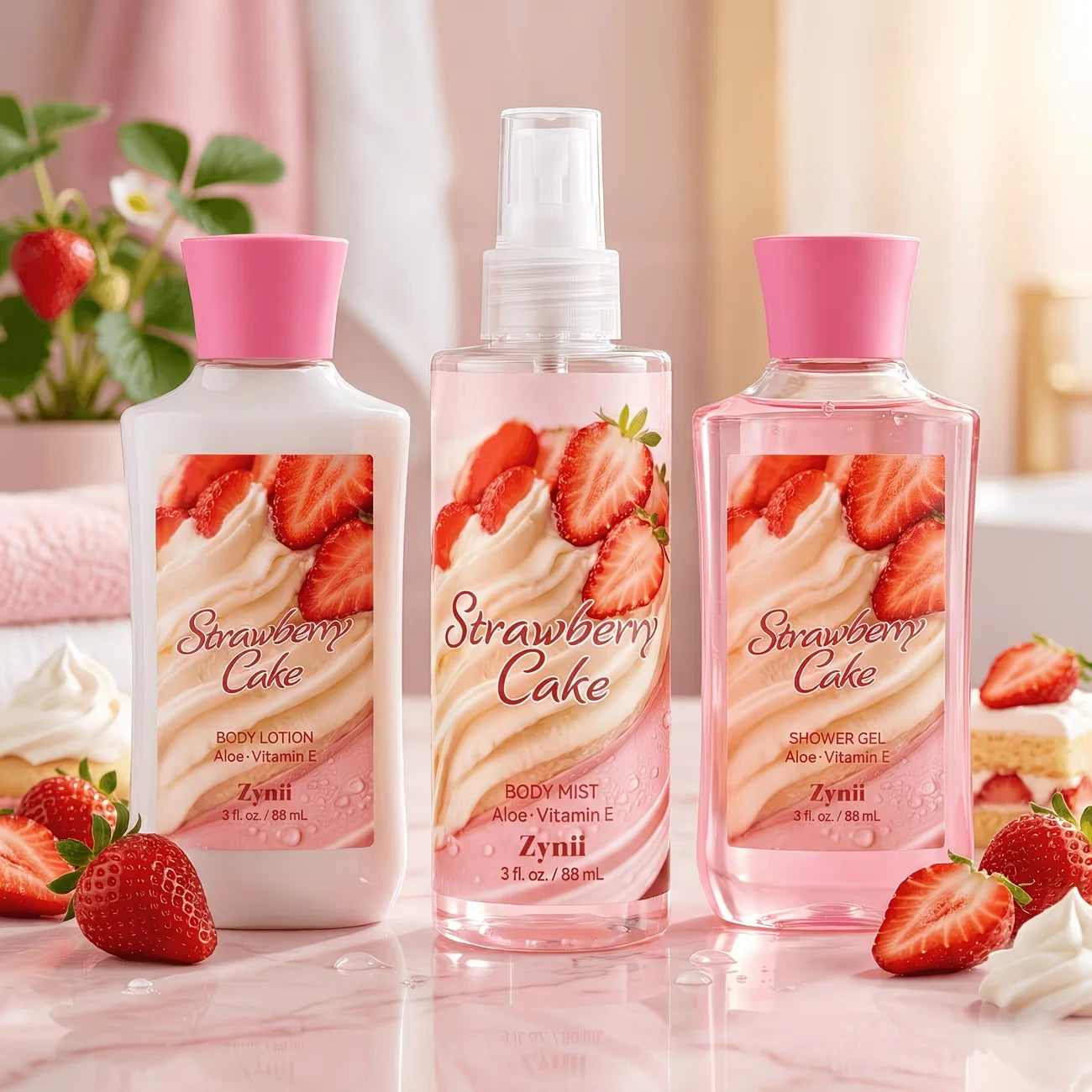 Lurxe | Strawberry Cake Bath Set